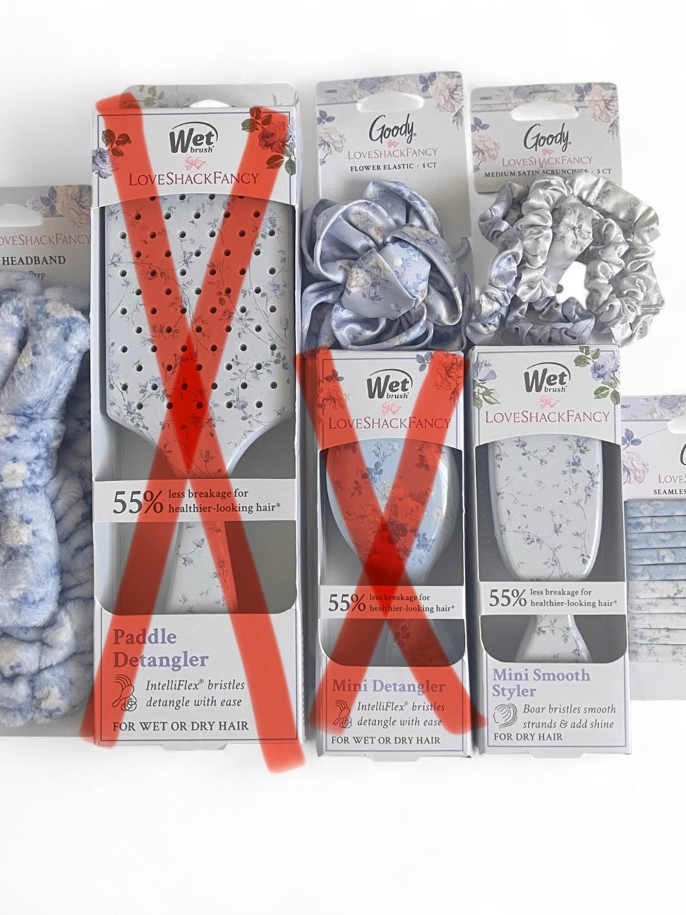 love shack fancy wet brush goody english ivy blue/everblooming rosettes